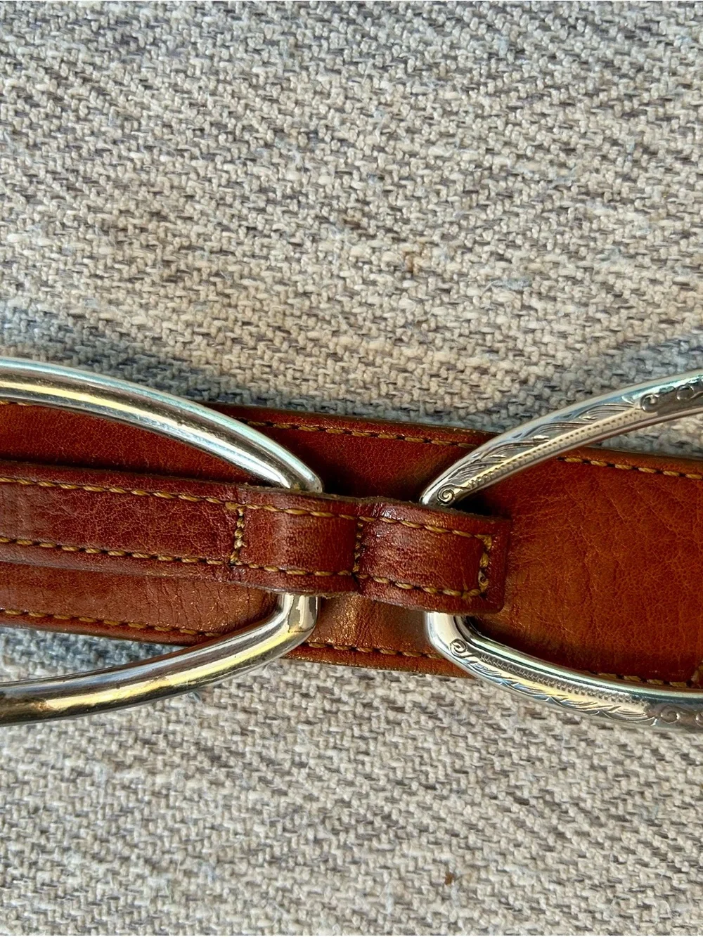 Brighton Women’s Vintage Brown Leather Belt with Silver Buckles